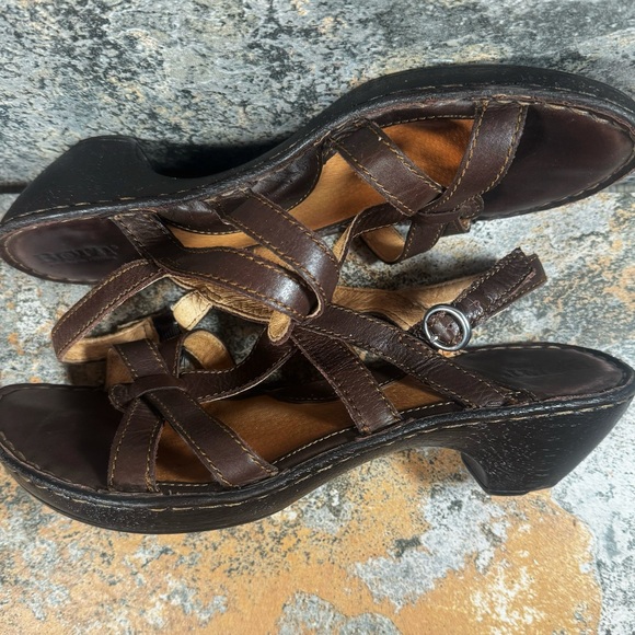 BORN Shoes Womens Size 9 Brown Leather Chenille Tamarind Strappy Sandal LIKE NEW - Picture 6 of 11